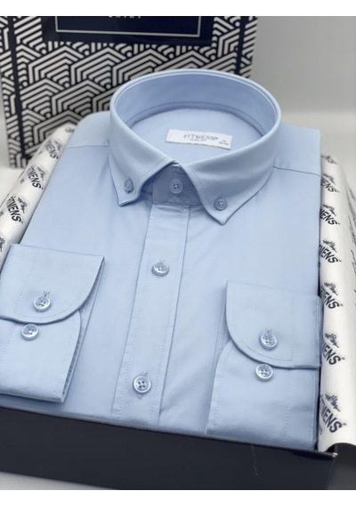 Slim Fit Uzun Kol Yıkamalı Gabardin Hediye Kutulu Erkek Gömlek Fs-001364 - Açık Mavi-1445 Açik Mavi