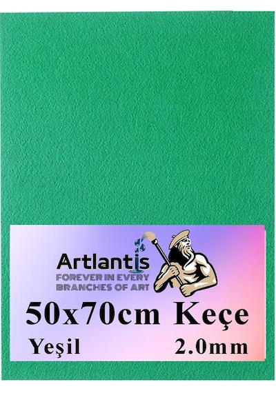 50x70 Cm Keçe 2.0 Mm 1 Adet Renkli Hobi Keçesi Elişi Keçesi Anasınıfı Kreş Okul Öncesi Yeşil