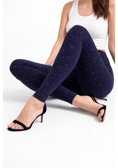 Enva Store Luxe Kadın Relax Taşlı Tayt Yüksek Bel Ve Toparlayıcı Lacivert