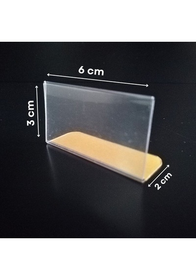L Tipi Siperli Yapışkanlı Şeffaf Pvc Etiketlik 6x3cm 200lü Paket 200 Adet