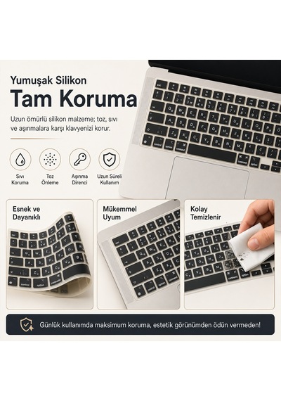 Macbook Air 13.6 İnç M2 M3 M4 M5 A2681 A3113 A3240 A3449 Uyumlu Rusça İngilizce Q Klavye Koruyucu Diğer