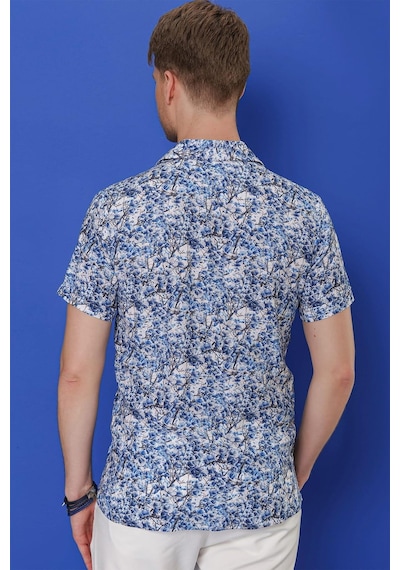 Efor G 1538 Slim Fit Lacivert-beyaz Klasik Gömlek Lacivert