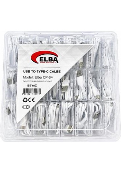 Elba Cp-04 Şeffaf Kutulu Usb To Type-c 24lü Beyaz Şarj Kablosu