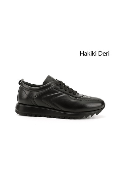 Gönderi(R) Erkek Siyah Hakiki Deri Bağcıklı Sneaker Ddma35431118 Siyah