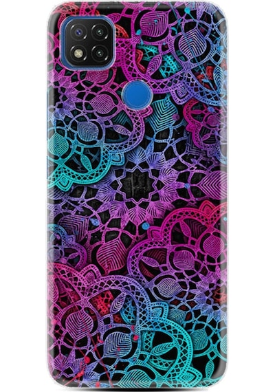 Xiaomi Redmi 9C Kılıf +Kablo Koruyucu Colurful Mandala 1667