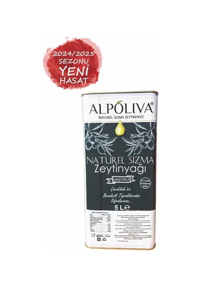 Naturel Sızma Zeytinyağı 5 Litre Karşıtarla Bahçemizden Alpoliva