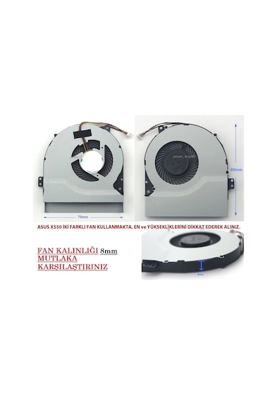Asus X550l, X550la, X550lav, X550lb Cpu Fanı Ver.1 7-8mm