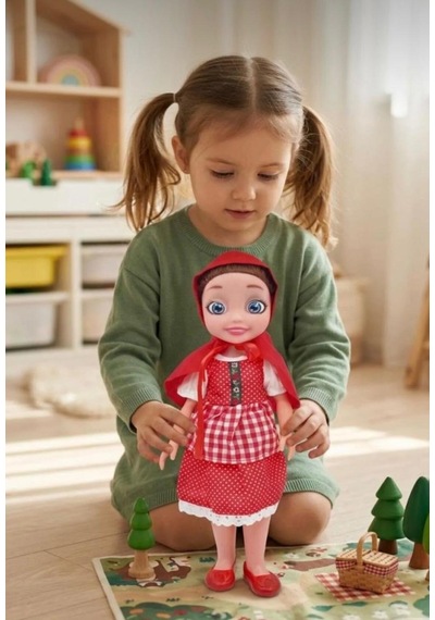 Tesettürlü Bebek Sesli Dua Eden İlahi Okuyan Eğitici Gözleri Hareketli Konuşan Oyuncak Et Bebek 43 Cm Kırmızı