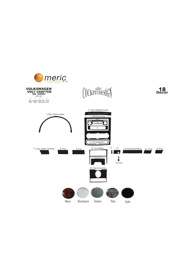 Meriç® Volkswagen Crafter Ön Torpido Kaplama 18 Parça 2006-2019 (530158374)