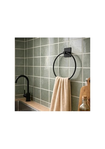 Delme Gerektirmeyen Yapışkanlı Yuvarlak Havluluk, Banyo Ve Mutfak İçin Aahşap