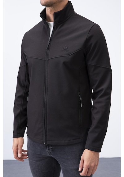 Tommylife Tommy Life Siyah Fermuarlı Dik Yaka Su Ve Rüzgar Geçirmez Softshell Erkek Mont - 88050 Siyah
