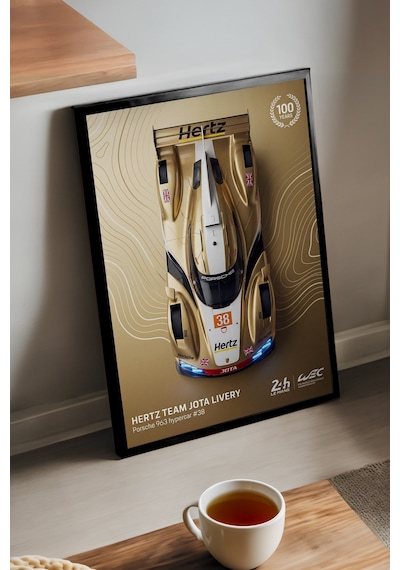 Porsche 963 Siyah Ahşap Çerçeveli Poster, Dekoratif Araba Duvar Tablosu