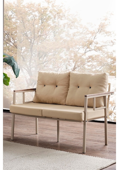 Saye Metal Bahçe Balkon Oturma Takımı 2+1+1+orta Sehpa Cappuccino Cappuccino