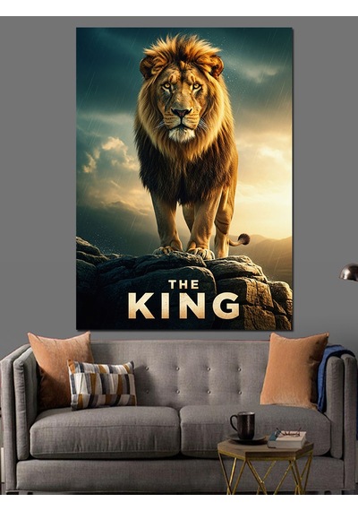 Aslan Kral Portre Sanatı The King Dekoratif Kanvas - Mdf Ahşap Tablo