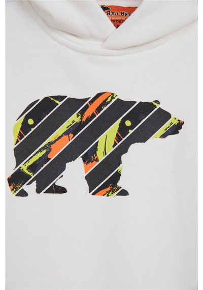 Bad Bear Mono Beyaz Çocuk Kapüşonlu Sweatshirt-Off-Whıte Çok Renkli