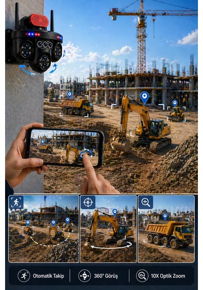 Mpıa Umeko 4 Kameralı 7 Lensli Wifi Kamera 3 Ptz 10x Optik Zoom Ip66 Gece Görüş