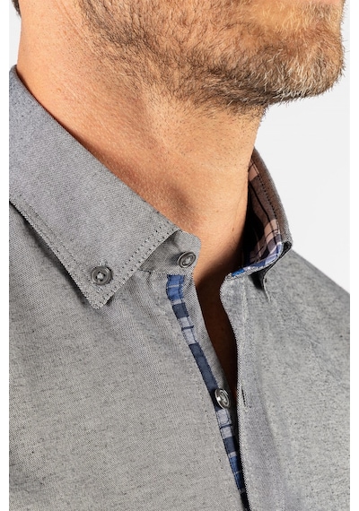 Tudors Klasik Fit Rahat Kesim Poplin Oxford Erkek Gömlek-24026 Gri