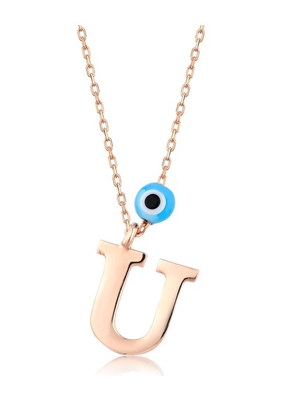 Kuyumcudukkani Nazar Taşlı Harf Kolye Ucu-20842-r-u Rose Gold