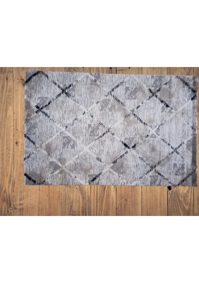 Diamond Halı 25015A Siyah Siyah Model 200*280 Polip Leke Tutmaz Modern Çizgi