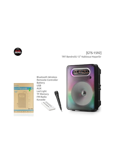 HASIRCIjet GTS-1592 12’’ RGB IŞIKLI BLUETOOTH KARAOKE KUMANDALI HOPARLÖR