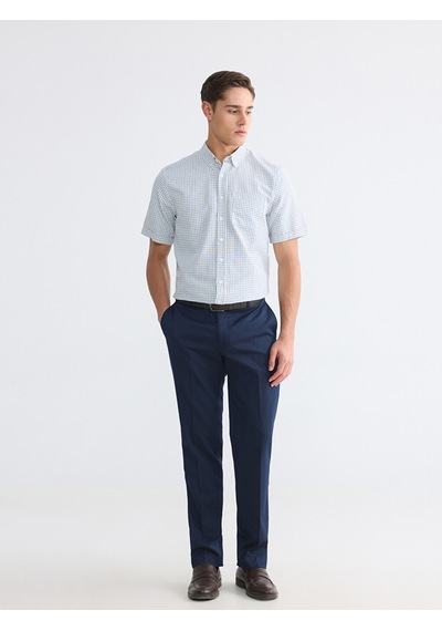 Lcwaıkıkı Classic İndigo Regular Fit Ekose Poplin Erkek Gömlek