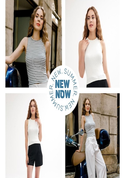 Cotenconcept 2 Adet Halter Yaka Fitilli Fitted Askılı Tişört-siyah-beyaz Beyaz - Siyah