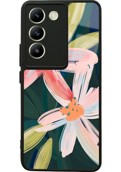 Vivo V30 Lite Suluboya Çiçek Tasarımlı Glossy Telefon Kılıfı Çok Renkli
