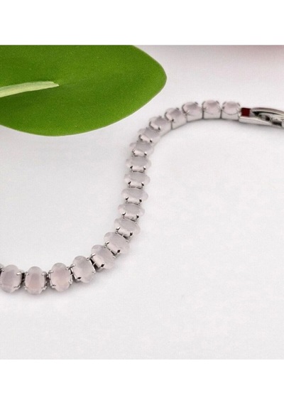 Su Yolu Kadın Bileklik Pembe Taşlı Gümüş Renk Altın - Gümüş
