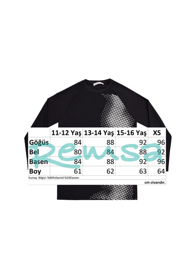 Neopy Uv Korumalı Genç Uzun Kollu Tek Üst Mayo Erkek Çocuk Tshirt 5317 Siyah Siyah