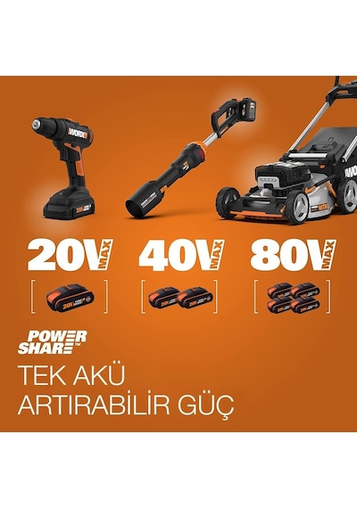 Worx Wa3601 20Volt 2.0Ah. Powershare Li-İon Akü ve Akü Şarj Cihaz