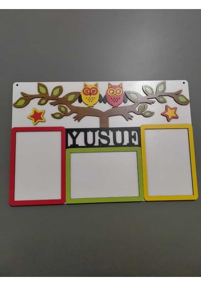 3lü Resim Çerçevesi Kişiye Özel İsim Yazılı