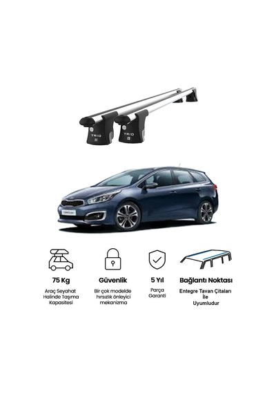 Trio-ıı Cee'd Kombi 2015 Ve Sonrası Uyumlu Kilitli Ara Atkı 120cm Port Bagaj Tavan Barı