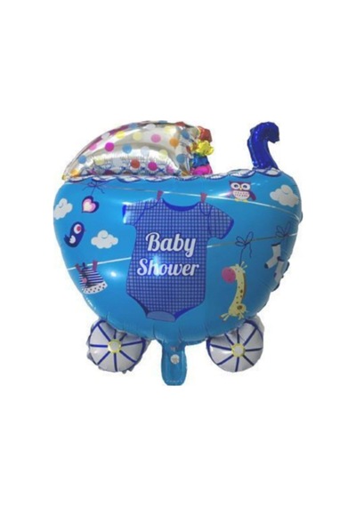 Cinsiyet Temalı Baby Shower Puset Mavi Renk Folyo Balon