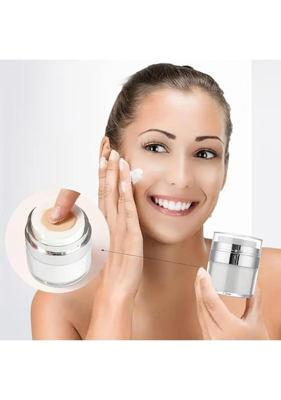Hava Almayan Basınçlı Hava Geçirmeyen Krem Losyon Kavanozu 50 Ml Şeffaf 6 X 6 X 8 Tekli Krem Kavanoz