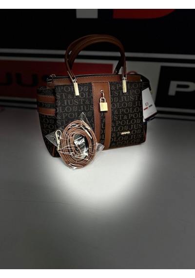 Just Polo Kadın Kahve Taba Gofraj Kabartma Desenli Mıknatıslı Çıtçıt Kapama El Çantası Mh4031mh Kahverengi - Taba