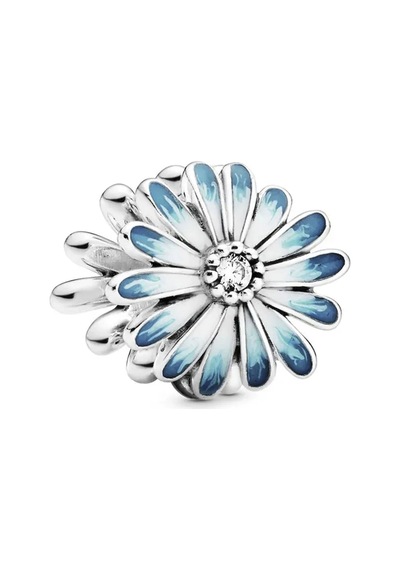 Nur Silver Ajur Mavi Papatya Çiçek Gümüş Charm Nur-bl00288
