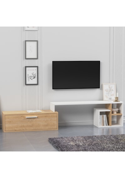 Lagomood Karamel Tv Standı Meşe-beyaz