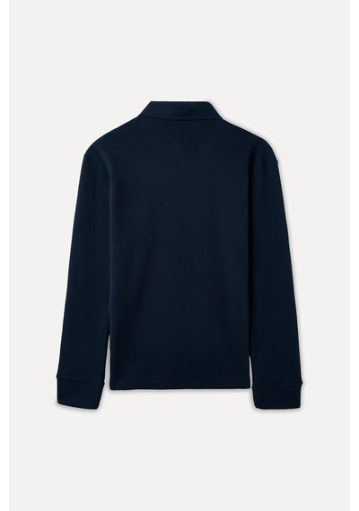 Mudo Erkek Erkek Lacivert Tekstürlü Polo Yaka Sweatshirt 1266196