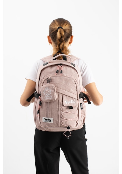 Ventis Qualty Okul Çantası Su Geçirmez Klinkır Kumaş Unisex Sırt Çantası Model 9b Pembe