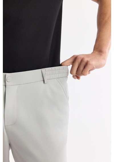 Avva Erkek Açık Gri Beli Lastikli Bi-stretch Teknik Kumaş Slim Fit Pantolon A51y3077