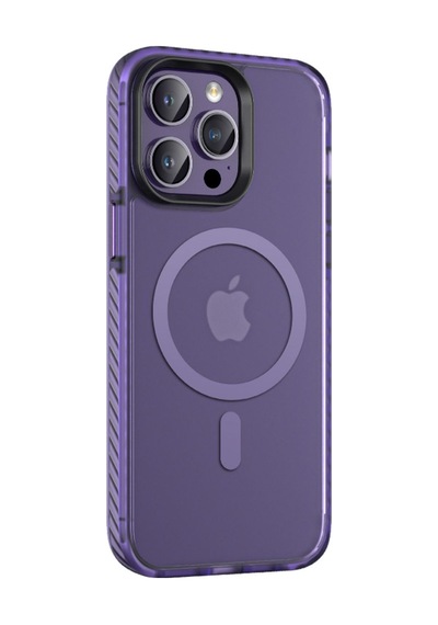 Apple Uyumlu iPhone 14 Pro Max Kılıf Mat Arka Yüzey Wireless Şarj Özellikli Zore Locik Kapak Derin Mor