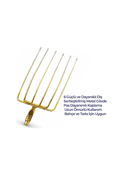 6 Dişli Metal Dirgen 38 Cm Güçlü Yapı, Uzun Ömürlü Bahçe Yardımcısı Pancar Dirgeni