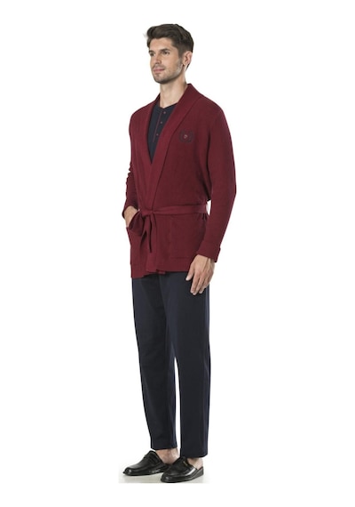 Pierre Cardin Erkek Çeyizlik Triko Ropdöşambır Ve Pijama 5'li Set Takım Bordo