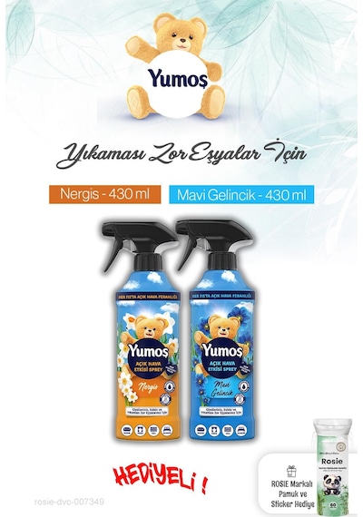 Yumoş Nergis,mavi Gelincik Açık Hava Etkisi 2 Adet Sprey, 430 Ml Ve Rosie Tekli