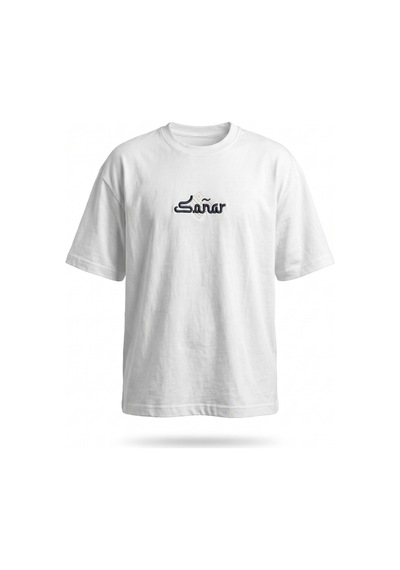 Respire Erkek Sonar Nakış Detaylı Oversize T-shirt Ekru