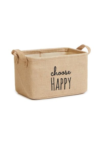 Ocean Home Textile Choose Happy Baskılı Sepet //30x21x18 Çok Renkli