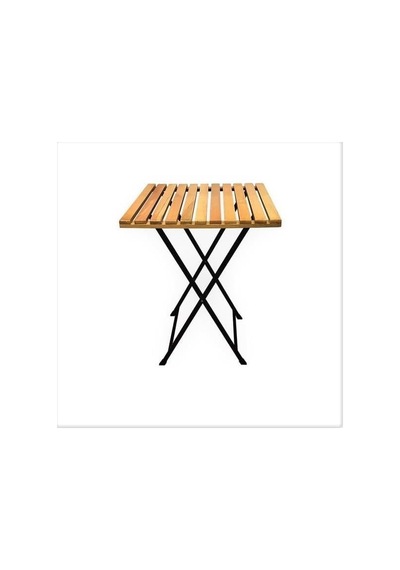 Katlanır Metal Ayaklı Ahşap Masa Sandalye Bistro Üçlü Set 60x60x75 Balkon Masası Sandalye Diğer