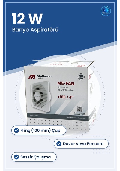 Banyo Tuvalet Havalandırma Aspiratörü 4 İnç 12w M³/h Sessiz Duvar