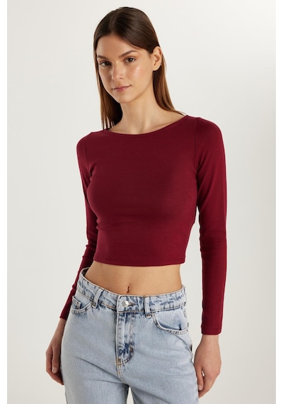 Tudors Kadın Slim Fit Dar Kesim Modal Kumaş Uzun Kollu Bisiklet Yaka Bordo Bluz-33968 Bordo Tudors Kadın Slim Fit Dar Kesim Modal Kumaş Uzun Kollu Bisiklet Yaka Bordo Bluz-33968 Bordo