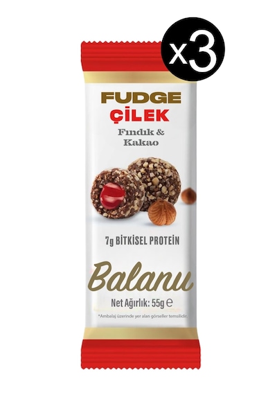 Fudge Fındık Kaplı Çilekli Bademli Meyve Topları 55g X3 Adet